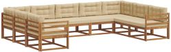 vidaXL Acacia Hout Hoek Loungeset Naturel et Beige 2-zits