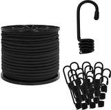 vidaXL Bungee Koorden met Haken 10 mm Zwart PP en rubber