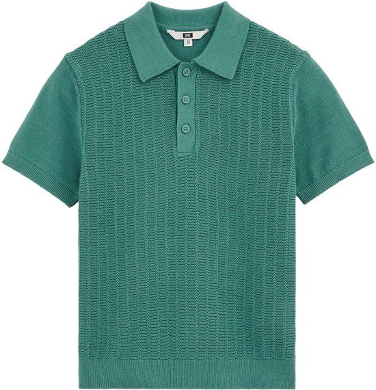 WE Fashion Jongens gebreide polo - Dark green - Maat 158/164