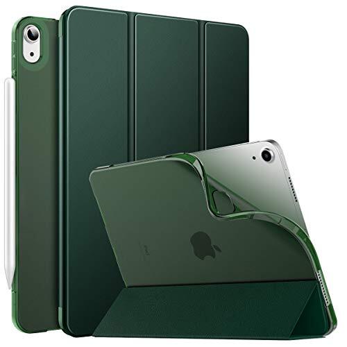 MoKo Case Fit iPad Air 4th Generation 2020 New iPad 10.9 inch, [Support iPencil 2 Charging] Slim Folio Smart Trifold Stand with Soft TPU Frosted Translucent Back Cover Auto Wake/Sleep, Midnight Green