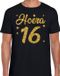 Bellatio Decorations Shoppartners Bv Hoera 16 jaar verjaardag cadeau t-shirt zwart gouden glitter print heren S