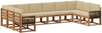 vidaXL - Hoek loungeset - 10 zitplekken - Massief Acacia Hout - Natuurlijk en Beige