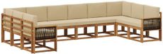 vidaXL - Hoek loungeset - 10 zitplekken - Massief Acacia Hout - Natuurlijk en Beige