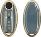 kwmobile hoesje voor autosleutel geschikt voor Nissan 3-knops autosleutel hoes - TPU autosleutel behuizing - Beschermende auto sleutel case - Sleuteletui in blauw / goud