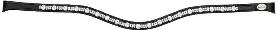 Kavalkade Crown Frontaal voor paard, Pony, Zwart, white stones, Leer, Metaal