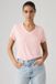 Levi's T-shirt en coton à col en V - Femme - L - Rose / Crystal Pink