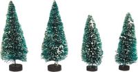 Rayher hobby materialen Rayher Hobby Kerstdorp Boompjes - 4x - 9-12 cm - Groen - Kunststof