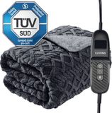 Luvego Elektrische Deken XL - Bovendeken & Warmtedeken - 180x130CM - 1 of 2 persoons - TÜV GS - Omslagdeken & Knuffeldeken - 9 Warmtestanden met Timer - 160W - Wasbaar - Verwarmingsdeken Fleece Plaid - Grijs