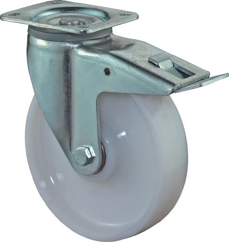 BS Rollen Zwenkwiel voor zware lasten | wiel d. 250 mm draagvermogen 1.400 kg | met rem kunststof | 135x110 mm | 1 stuk - L620.B15.250