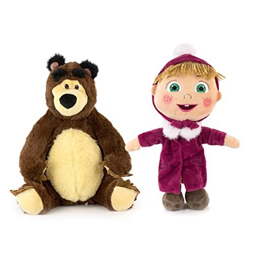 Play by Play Pack Masha en de beer knuffels - hoogte ca. 28cm - super zachte kwaliteit