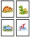 Lot de 4 affiches de dinosaures pour enfants
