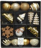 Decoris Kersthangers - 25x - goud/wit - onbreekbaar - Kerstboomversiering kunststof