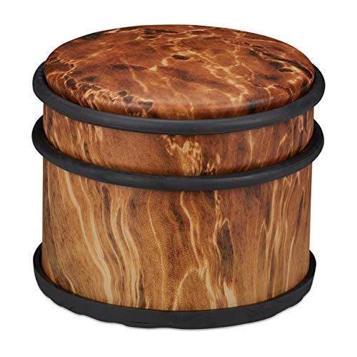 Relaxdays deurstopper binnen, voor zware deuren & ramen, rvs & rubber, houtlook, hoge deurhouder, ∅ 9,5cm, donkerbruin
