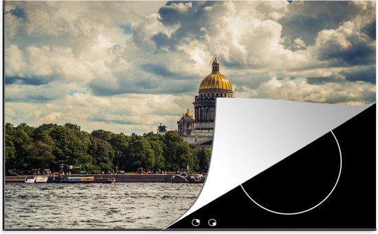KitchenYeah® Inductie beschermer 77x51 cm - Panoramisch beeld Izaäkkathedraal in St. Petersburg - Inductie kookplaat accessoire