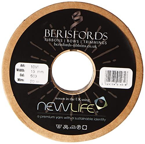 Berisfords 15mm 669 Smoked NewLife satijnen lint 100% gerecycled 20m haspel, Smokey grijs
