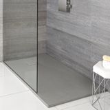 Hudson Reed Rockwell Receveur de douche à effet texturé - Gris clair - 90 x 80 cm - Résine - Bac design plat