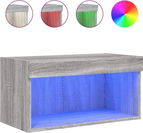 vidaXL TV-meubel met LED-verlichting, 60x30x30 cm, grijs sonoma eiken