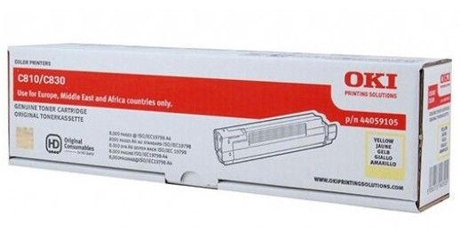 Oki 44059105 Yellow Toner Cartridge for C810, C830