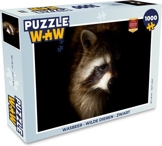 MuchoWow Puzzel Wasbeer - Wilde dieren - Zwart - Legpuzzel - Puzzel 1000 stukjes volwassenen