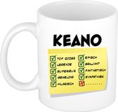 Bellatio Decorations Naam mok Keano - wit - top gozer - keramiek - 300 ml - cadeau collega beker
