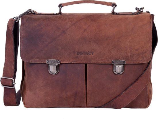 DSTRCT Wall Street A4 Laptoptas 15 inch - Bruin - Leren Aktetas