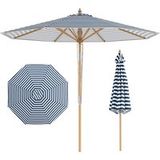 Parasol Coast en bois Coast 270 cm - rayures bleues et blanches