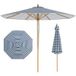 Parasol Coast en bois Coast 270 cm - rayures bleues et blanches