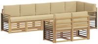 vidaXL - Buiten - bank - set - 8 - st - Wit - en - Beige - Polyester