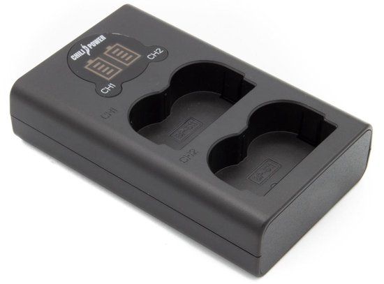 ChiliPower dubbellader BP-511 / BP-511A voor Canon - voor 2 camera accu's (tegelijk)