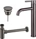 Fortifura Calvi Wastafelkraanset - verhoogde wastafelkraan - always open plug - design sifon - PVD - geborsteld gunmetal (antraciet)