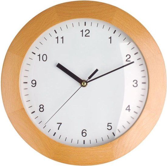 TFA Dostmann TFA Analoge Funk-Wandklok met Rahmen aus Buche 98.1065 - natur