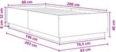 vidaXL Bed Frame met LED Zwart eiken 80 x 200 cm Bewerkt hout