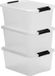 Markenlos Zenzara Set van 3 opbergdozen 15 L met clips stapelbaar - Transparant