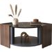 Pangivo Table basse aspect marbre noir et noyer avec rangement noir et bois 96,5x63x40 cm