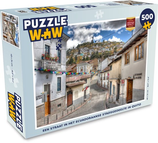 MuchoWow Puzzel Een straat in het Ecuadoraanse stadsgedeelte in Quito - Legpuzzel - Puzzel 500 stukjes