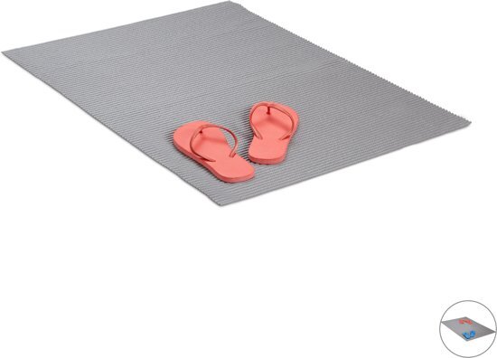 Relaxdays Antislipmat - badmat - knipbaar - wc-mat - PVC - anti slip mat - grijs 60x90cm