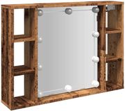 vidaXL Armoire à glace avec LED 76x15x55 cm bois de pin bois vieilli couleur bois vieilli