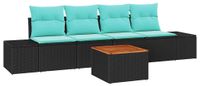 vidaXL Tuinbank - Set - 5 - st - Zwart - poly - rattan