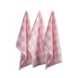 DII Buffalo Check Kitchen Collection Set van 3 keukendoeken in klassieke boerderijstijl, 50,8 x 76,2 cm, roze en wit