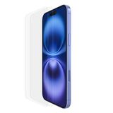 Belkin ScreenForce TemperedGlass antimicrobiële screenprotector voor iPhone 16 Plus, slank, kristalhelder, krasbestendig, bevestigingsframe voor eenvoudig luchtbelvrij aanbrengen, 2-pack