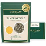VAHDAM Silbernadel Weißer Tee Loose Leaf (25 Tassen) | GESUNDHEITLICHER TEE, 100% NATÜRLICHE weiße Teeblätter | LEISTUNGSFÄHIGE ANTI-OXIDANTEN, CAFFEINFREI | 50gr