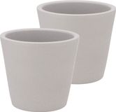 DK Design Bloempot/plantenpot - 2x - Vinci - lichtgrijs mat - D13 x H15 cm