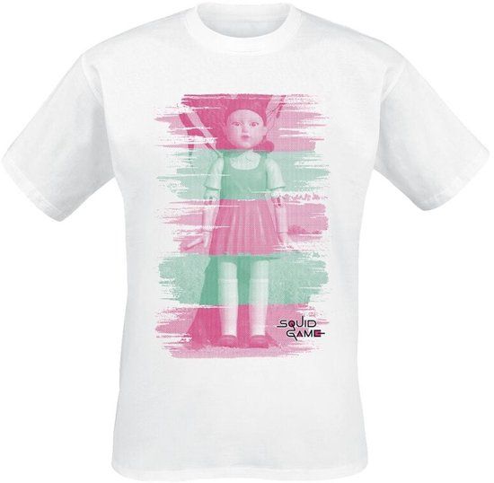 Squid Game Heren T-shirt - Young Hee - Red Light - Green Light - Wit - XXL