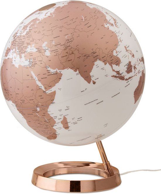 Atmosphere Globe Bright Copper - 30cm - Kunststof Voet - Wereldkaart