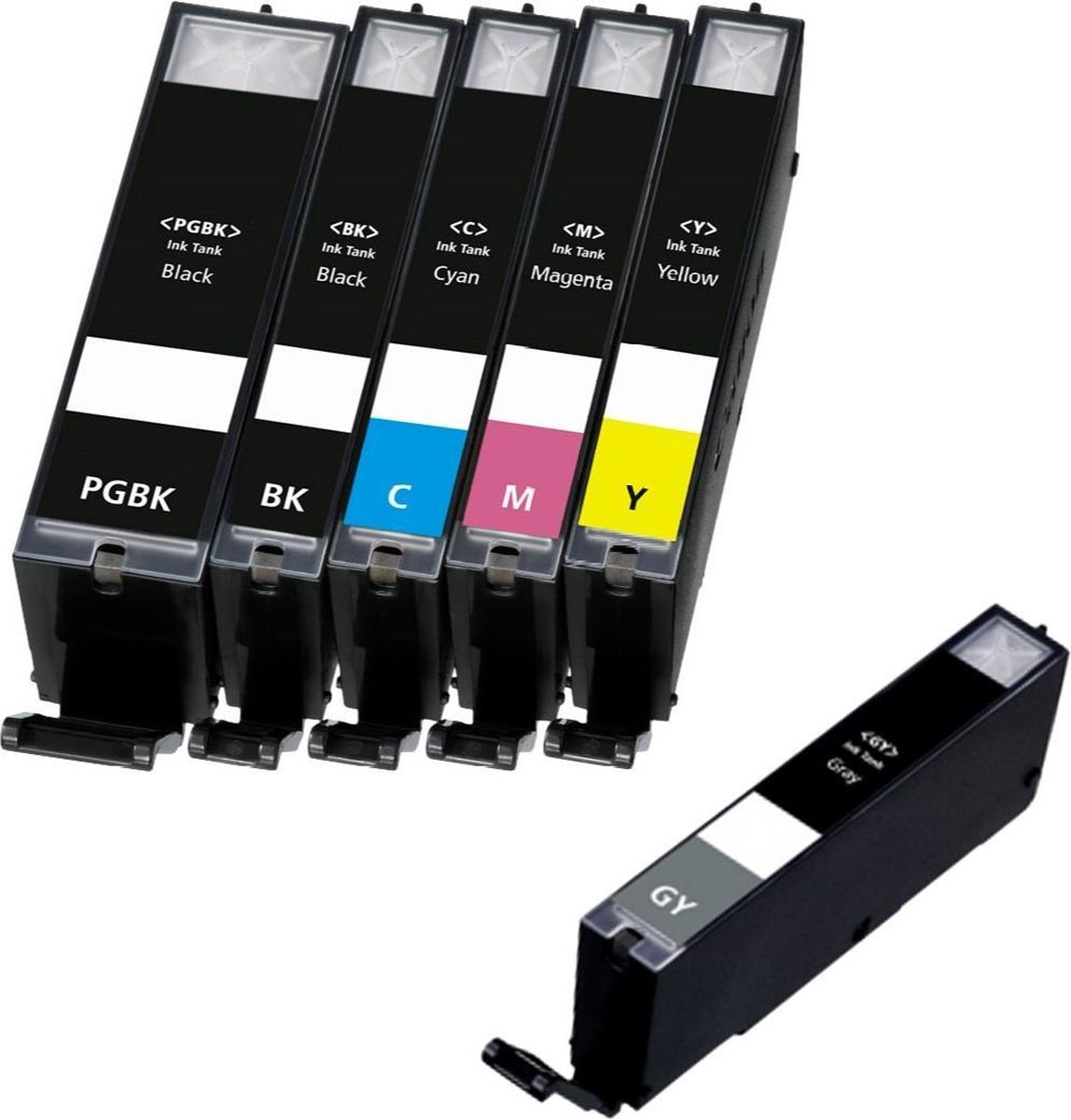 InktDL Compatible inkt cartridges voor Canon PGI-550XL / CLI-551XL | Multipack van 6 inktcartridges (+Grijs) voor Canon Pixma IP8700, IP8750, MG6300, MG6350, MG7100, MG7150, MG7500, MG7550