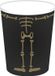 Haza Halloween/horror skelet feest bekers - 8x - zwart - papier - 250 ml
