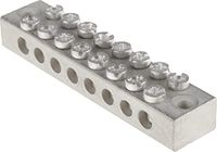 RS PRO Beschermende geleiderklem, dubbele schroef, 8-polig, schroeven, grijs, verpakking van 5 stuks