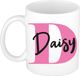 Bellatio Decorations Naam mok Daisy - roze - wit - keramiek - 300 ml - cadeau beker