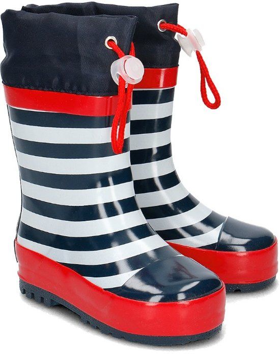 Playshoes Regenlaarzen Kinderen Maritiem - Donkerblauw/Wit - Maat 22/23