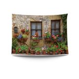 Ulticool Wandkleed 200x150 cm – Muur Natuur Bloemen – Inclusief Bevestigingspinnen - Tuinposter doorkijk - Poster Wandtapijt Tapestry - voor Binnen en Buiten - Decoratie Lente - Vrouw